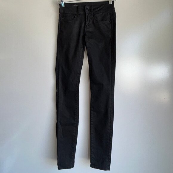 G-STAR RAW Midge Cody Mid Skinny Black Coated Jeans Size 23 ~ EUC - Picture 1 of 12